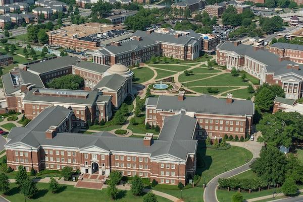 Several campus buildings from above